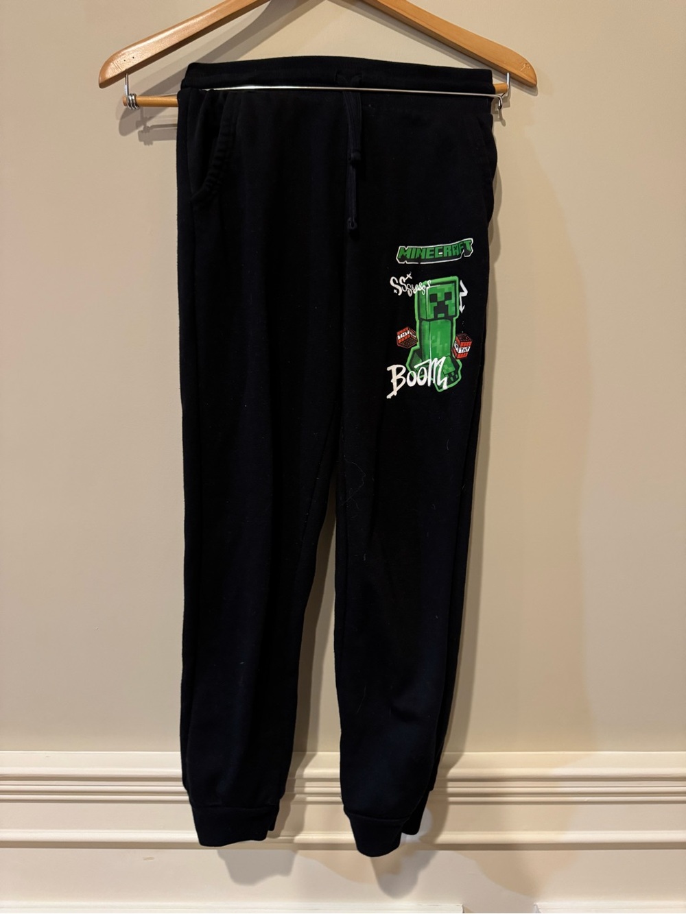 Minecraft Boys Black Creeper Graphic Jogger Pants